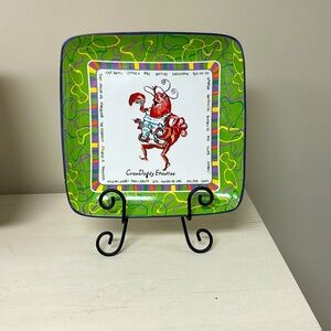 Crawdaddy Etouffee Becky Denny 10.5 Cajun Character Square Plate With Stand